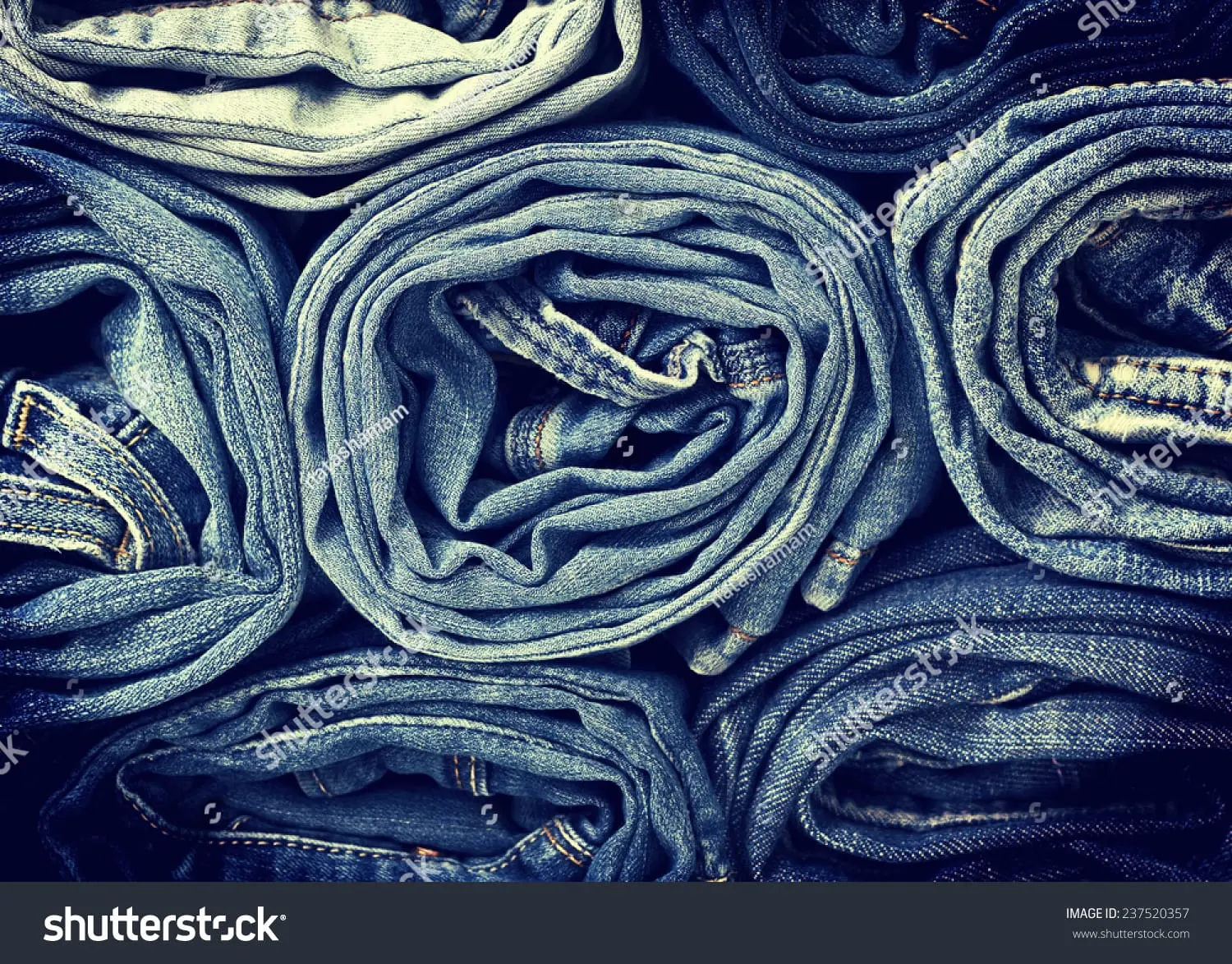 Stack of rolled jeans