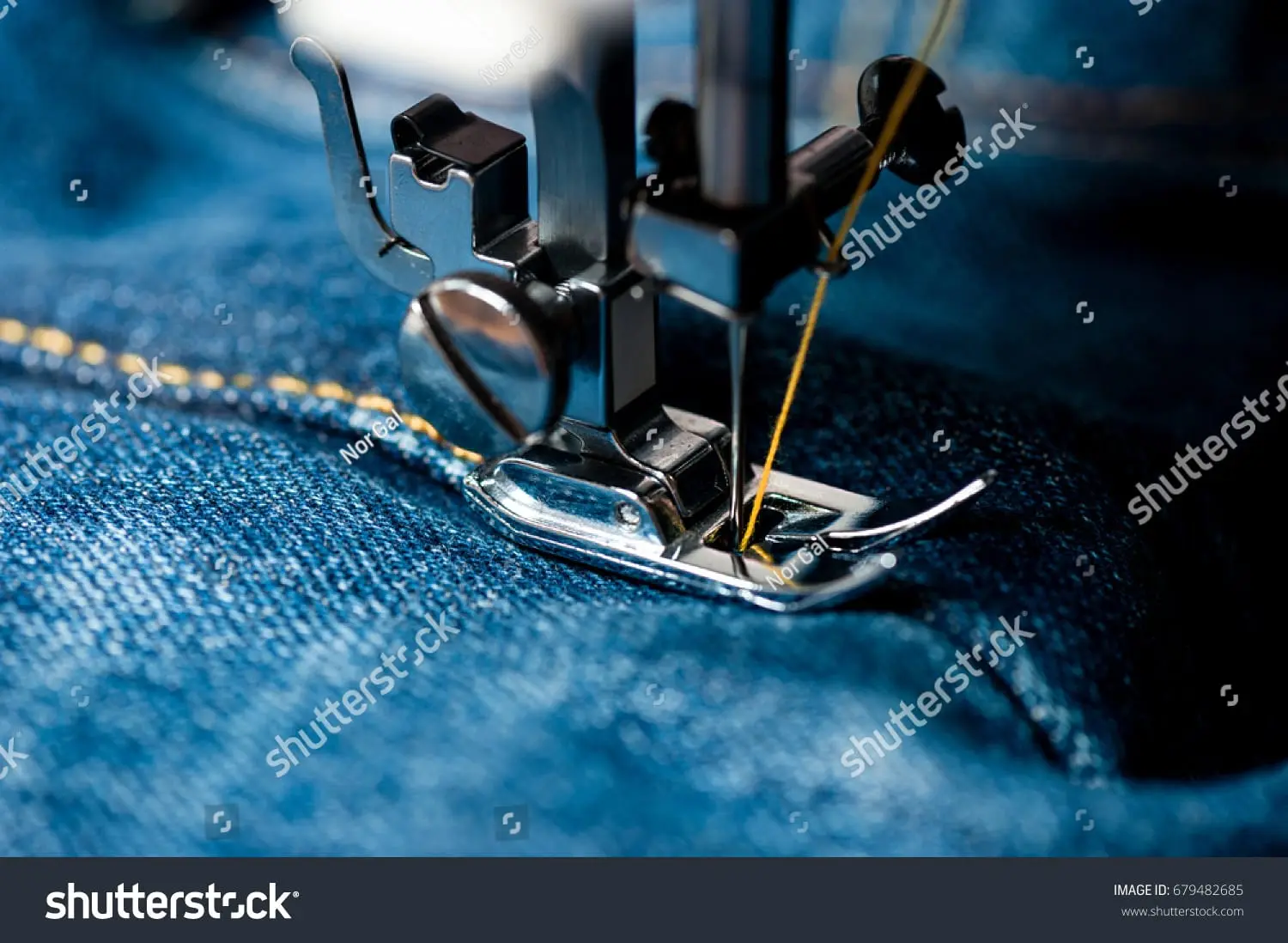 Sewing indigo denim with a sewing machine